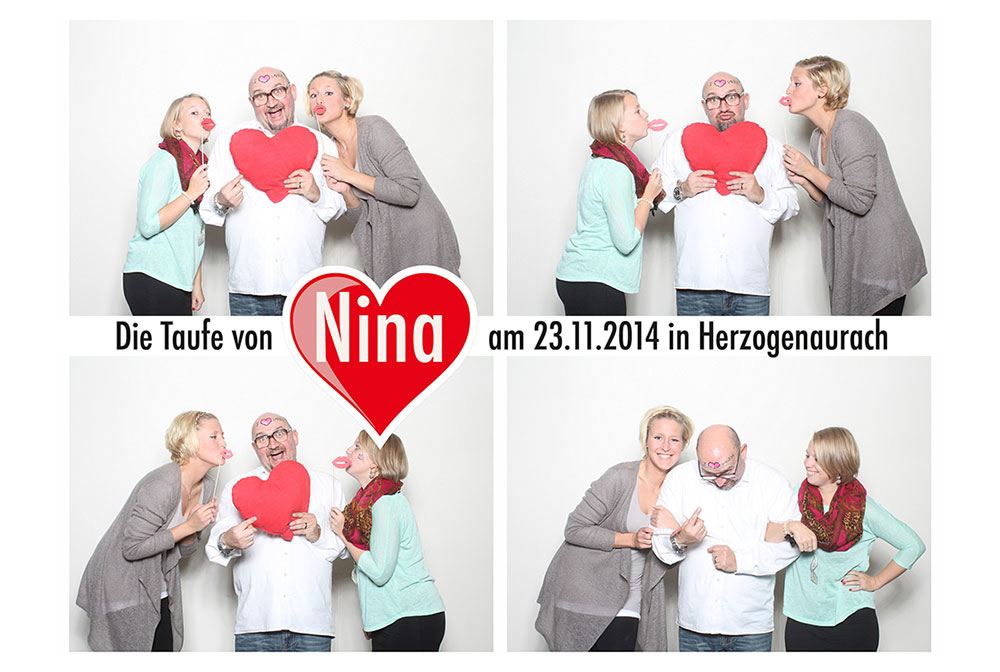 Fotobox-Spaß hatten die Gäste bei Ninas Taufe im Novina-Hotel in Erlangen